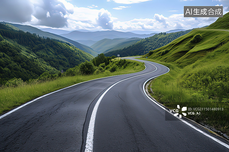 【AI数字艺术】山里蜿蜒的高速公路图片素材