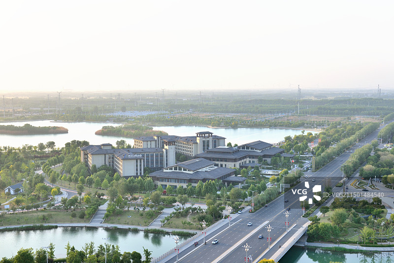 河南濮阳龙湖西湖城市风光图片素材