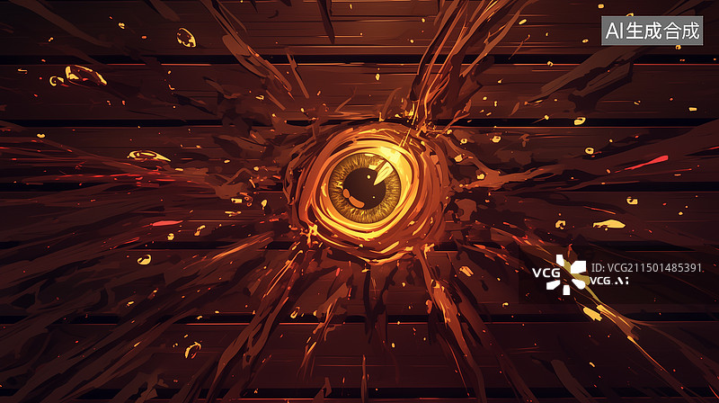 【AI数字艺术】奇幻科技未来巨大木框宝石电子眼3D立体插画图片素材