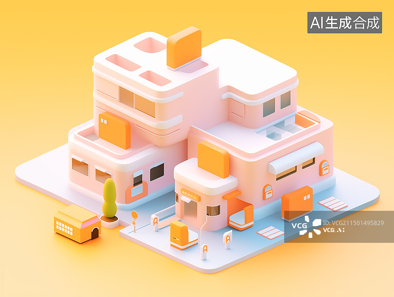 【AI数字艺术】2.5D卡通金融插画图片素材