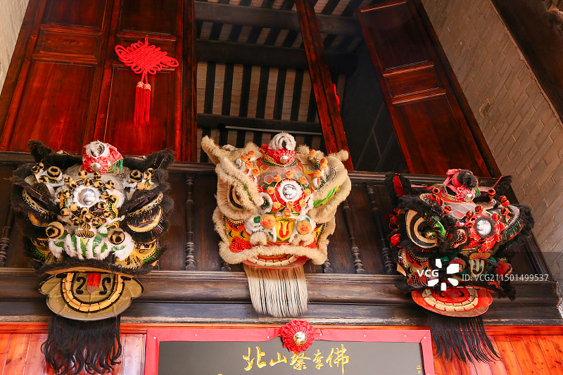 珠海北山央视大宗祠里的狮头图片素材