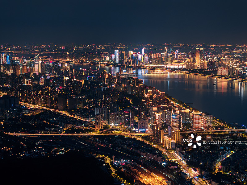 杭州钱塘江两岸夜景图片素材