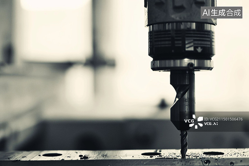 【AI数字艺术】金属钻头工业钻床钢坯打孔金属加工行业背景图片素材