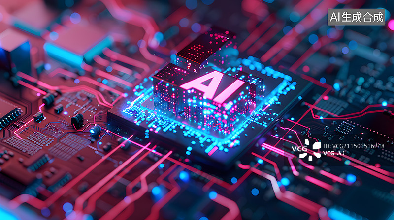 【AI数字艺术】人工智能计算机芯片概念图片素材