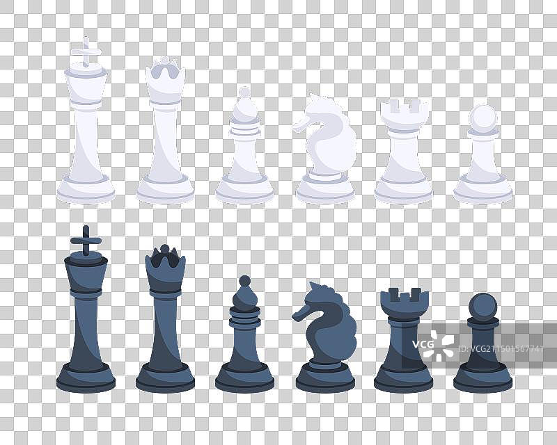 国际象棋棋子棋盘游戏：国王、王后、主教图片素材