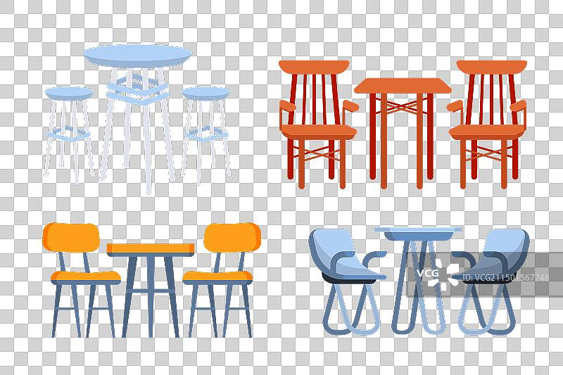 办公室咖啡厅的桌椅家具套装图片素材