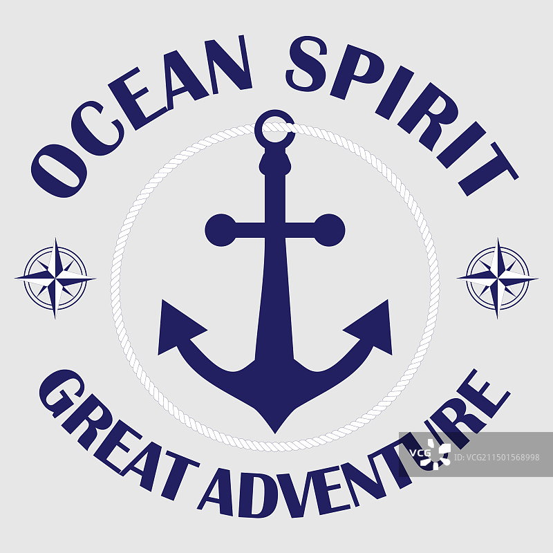 锚和绳索的经典复古航海标志图片素材