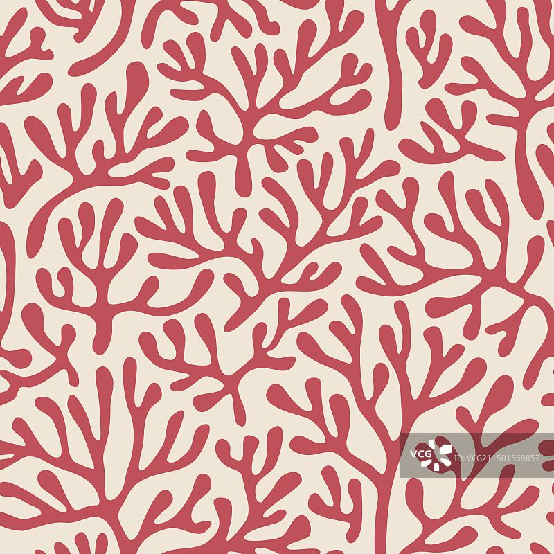 马蒂斯风格的珊瑚无缝图案图片素材
