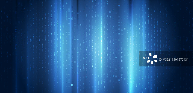 带二进制代码的明亮蓝色科技背景图片素材