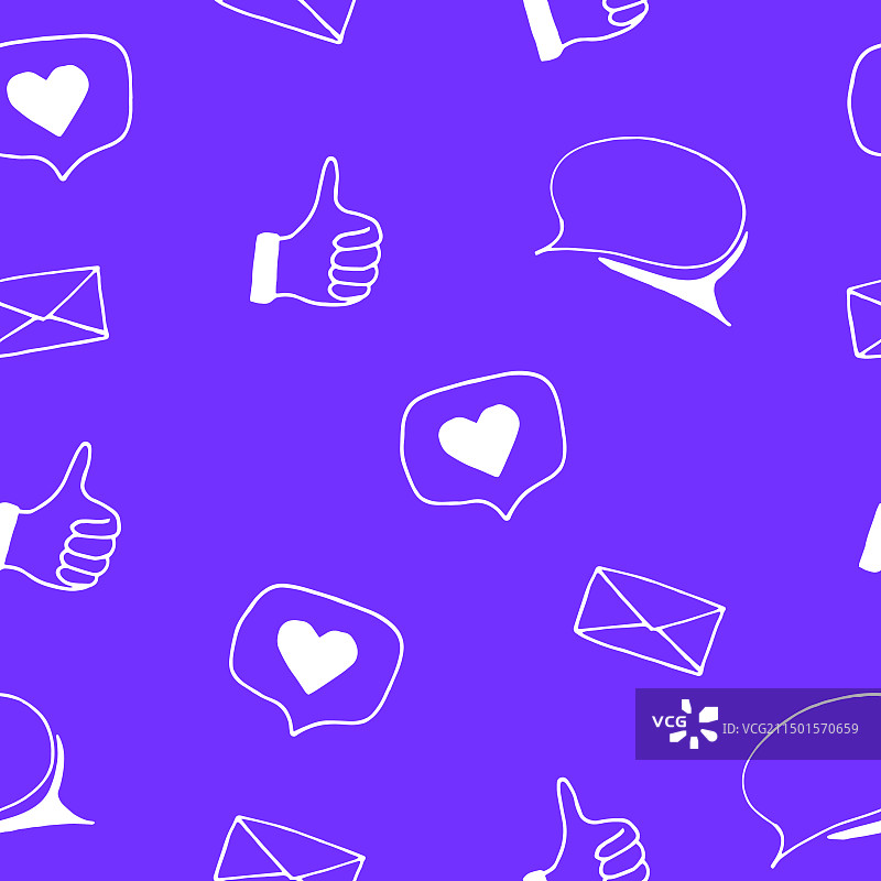 手绘涂鸦社交媒体无缝图案图片素材