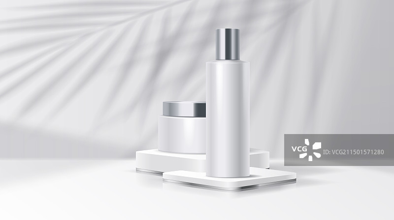 阴影中的领奖台上的化妆品图片素材