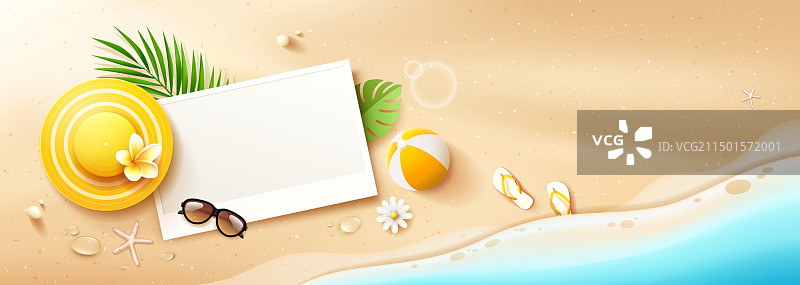 夏季白色纸黄色帽子椰子叶图片素材