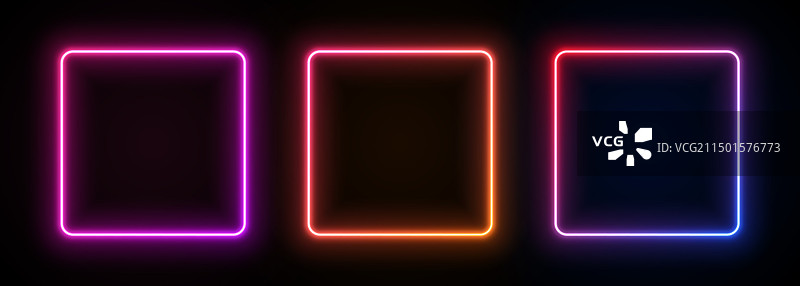 霓虹灯方形框架LED渐变灯箱图片素材