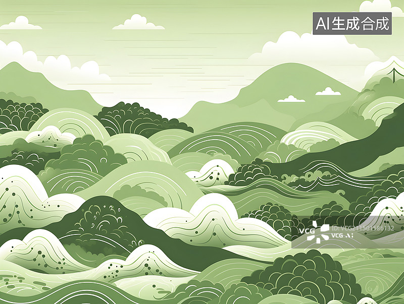 【AI数字艺术】极简中国风绿色包装纸设计图片素材