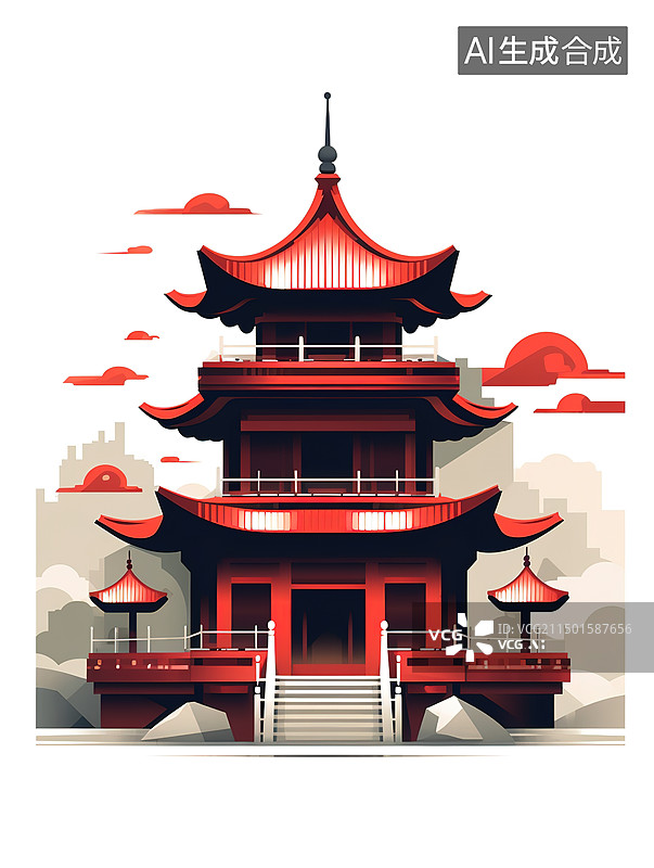 【AI数字艺术】中国古建筑图片素材