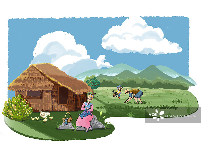 古代少数民族田园生活图片素材