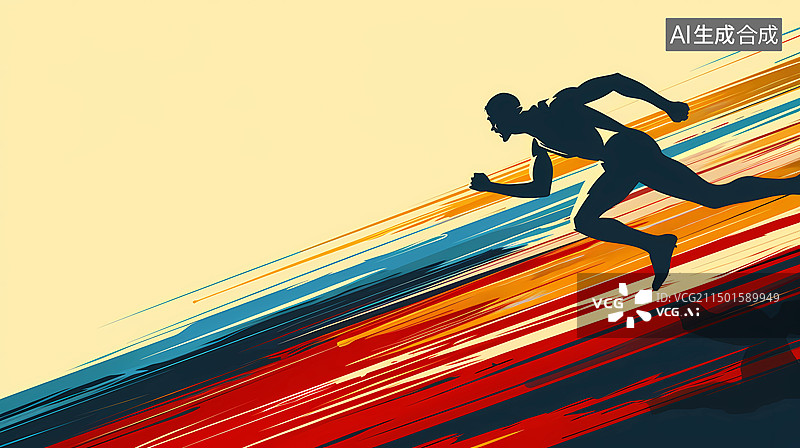 【AI数字艺术】体育比赛主题插画——跑步的人图片素材