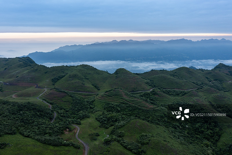 航拍湖南张家界市桑植县白石乡南滩草场图片素材