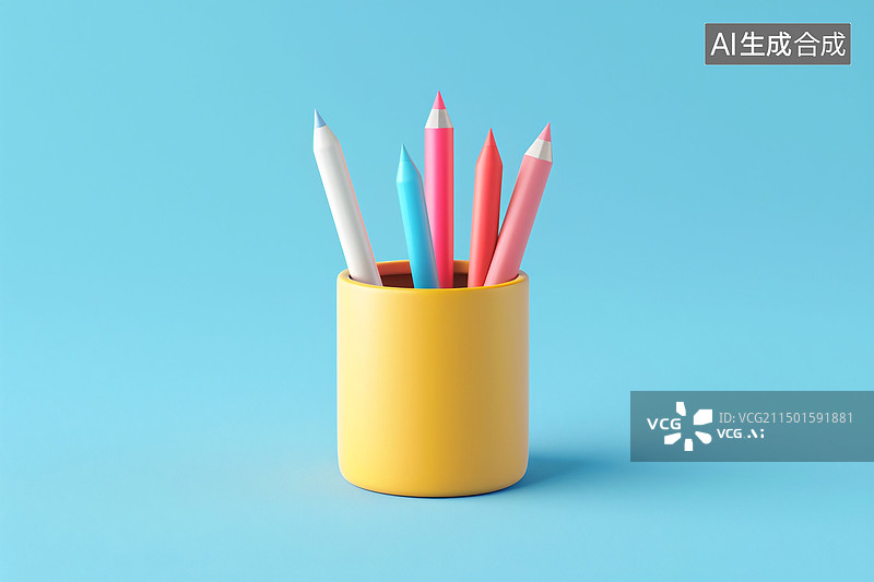 【AI数字艺术】彩色铅笔学习办公文具教师节教育学习插图图片素材