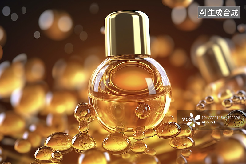 【AI数字艺术】金色的液体图片素材