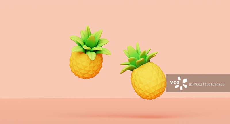 3D立体卡通菠萝凤梨水果背景插画图片素材