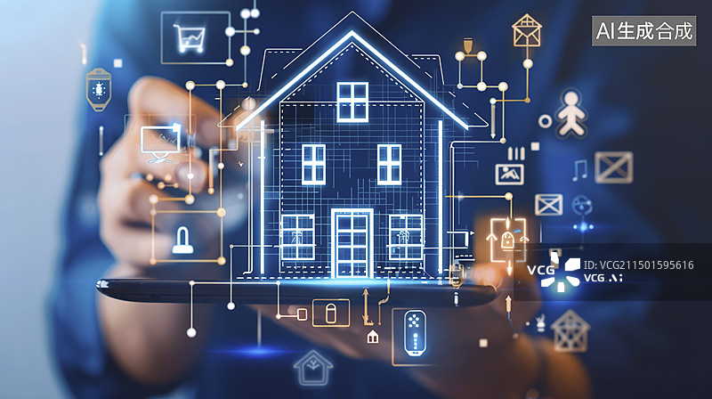 【AI数字艺术】智能家居地产通信概念图图片素材