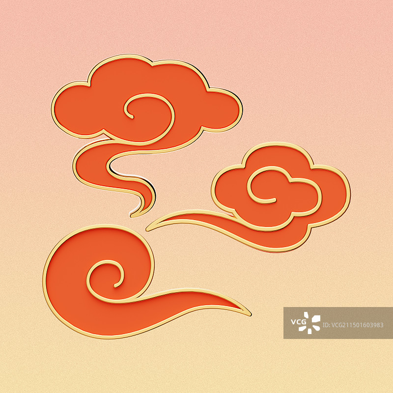 3D立体中国风国潮祥云插画图片素材
