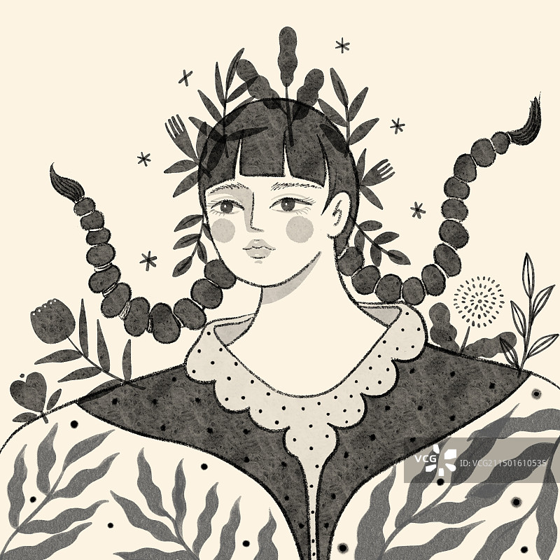 植物系女孩图片素材