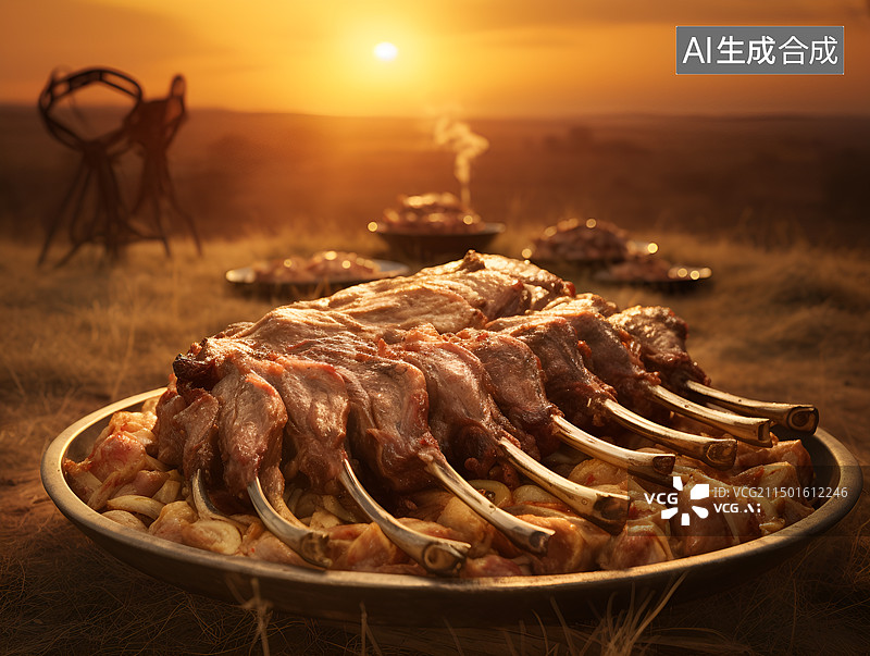 【AI数字艺术】民族美食烤羊肉图片素材