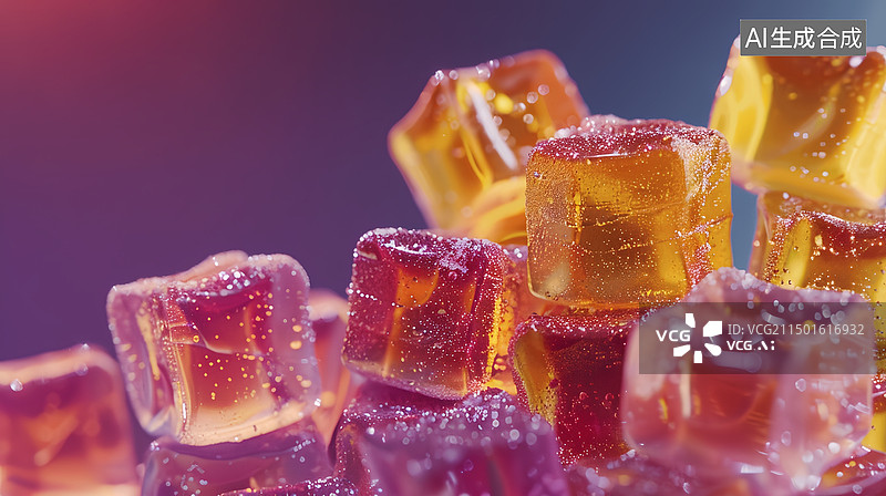 【AI数字艺术】粉色果味糖果水晶方糖图片素材