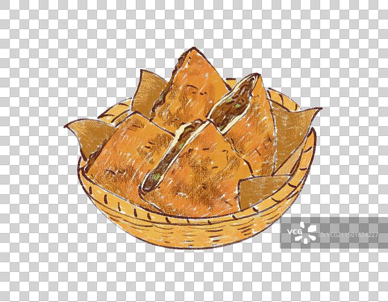 手绘卡通河南特色美食胡辣汤水煎包肉盒插画图片素材