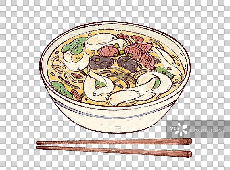 手绘卡通河南特色美食羊肉烩面插画图片素材