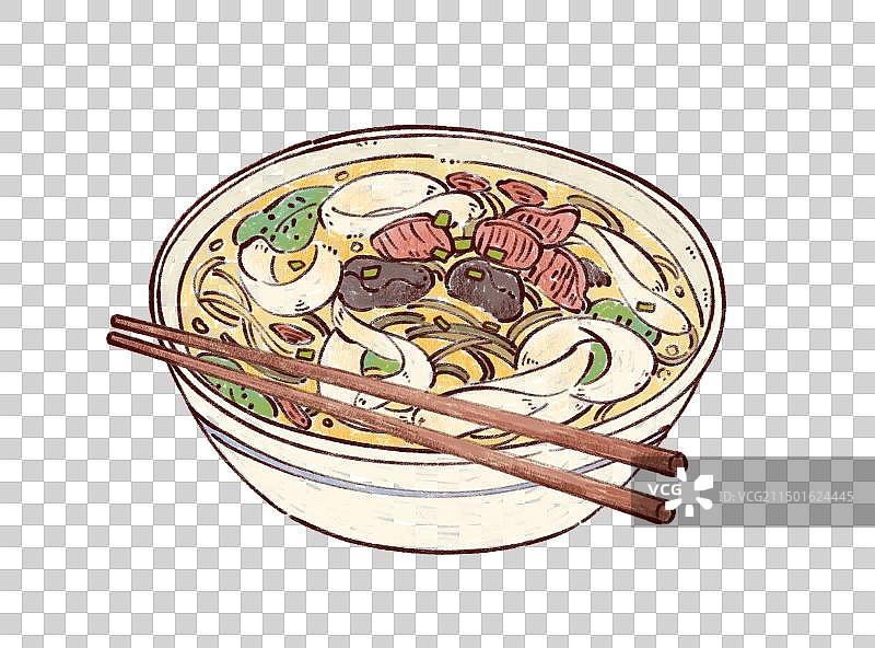手绘卡通河南特色美食羊肉烩面插画图片素材