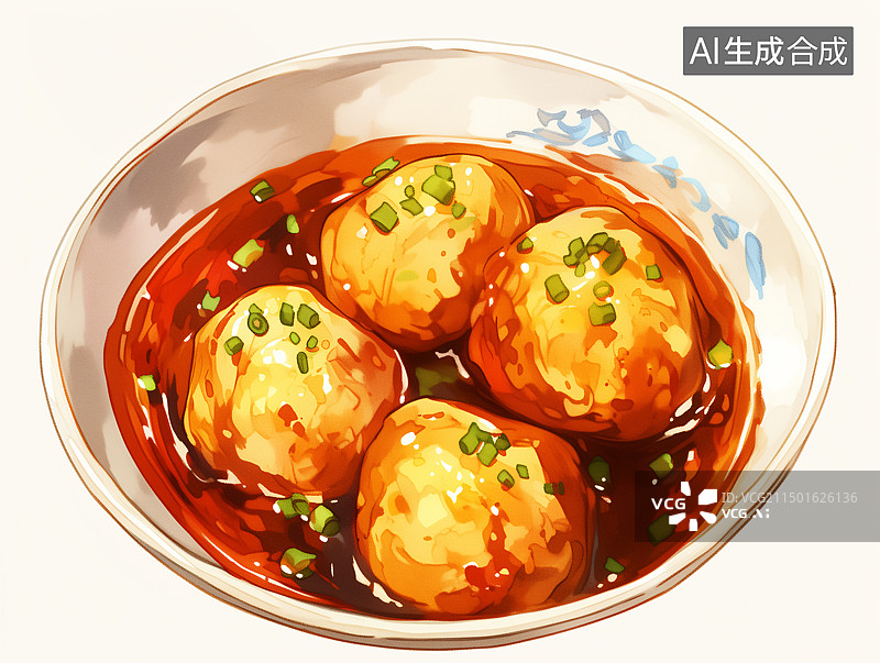【AI数字艺术】红烧狮子头图片素材