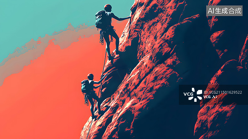 【AI数字艺术】攀登者，挑战极限图片素材
