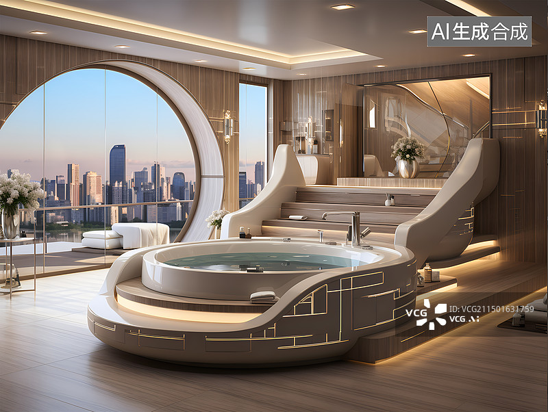 【AI数字艺术】高档豪华智能家居互联空间客厅厨房餐厅卧室效果图图片素材