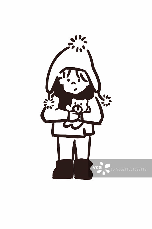 抱着小熊玩偶的女孩图片素材