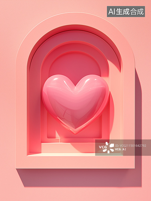 【AI数字艺术】粉色爱心橱窗图片素材