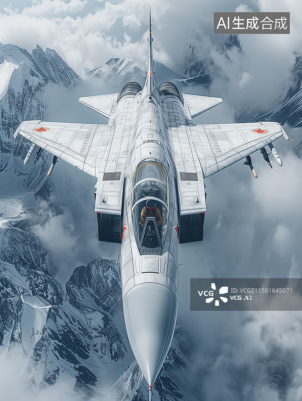 【AI数字艺术】飞机在晴空中飞行的特写镜头图片素材