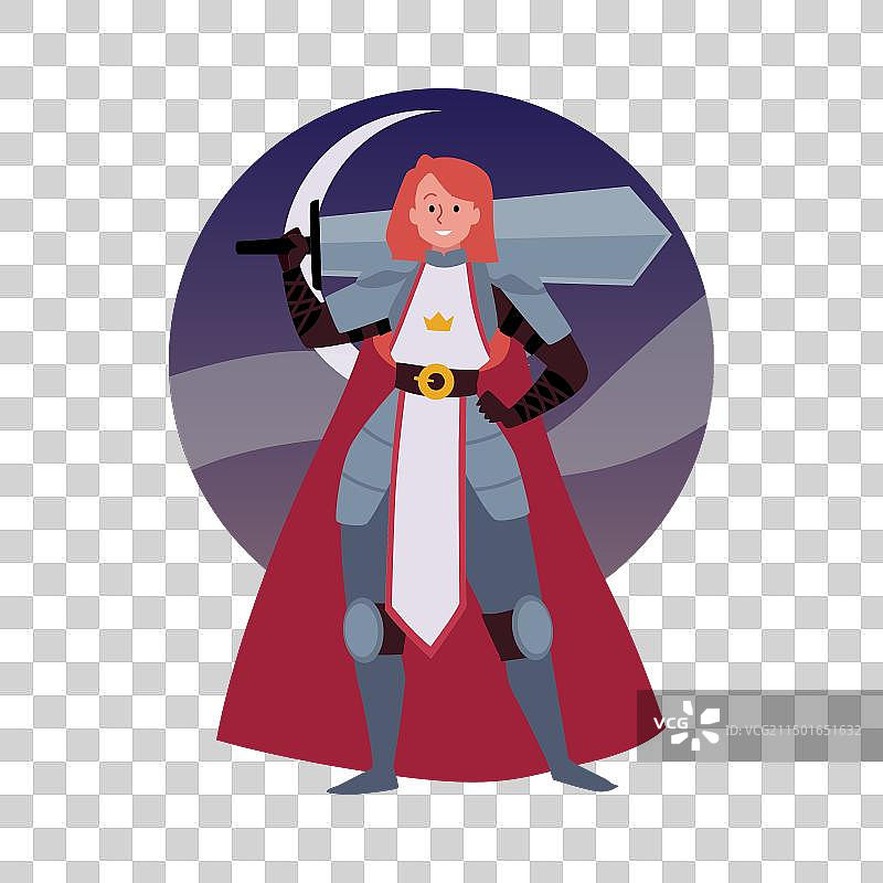 穿盔甲的美丽中世纪女骑士图片素材