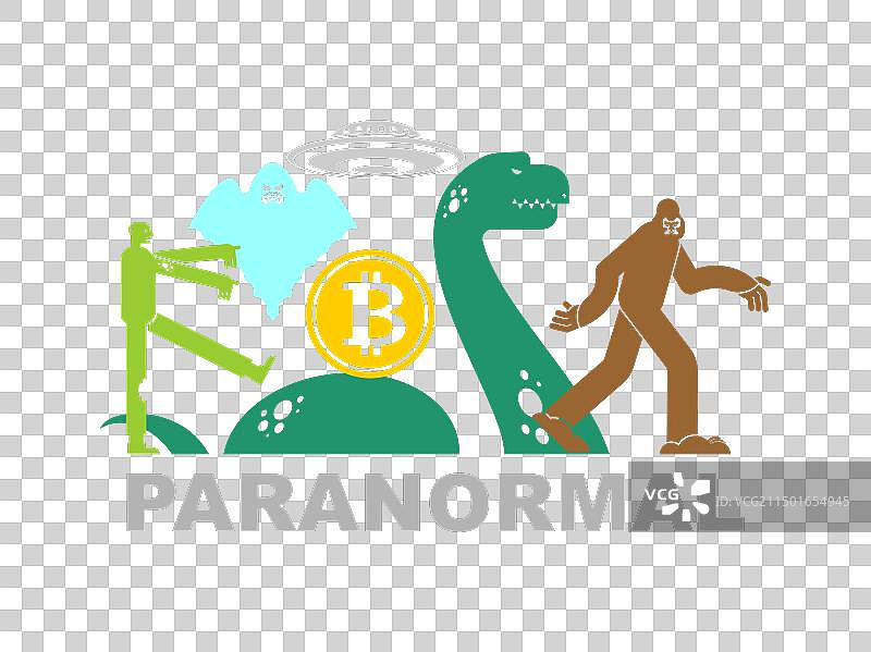 超自然物体概念：比特币、僵尸和不明飞行物图片素材