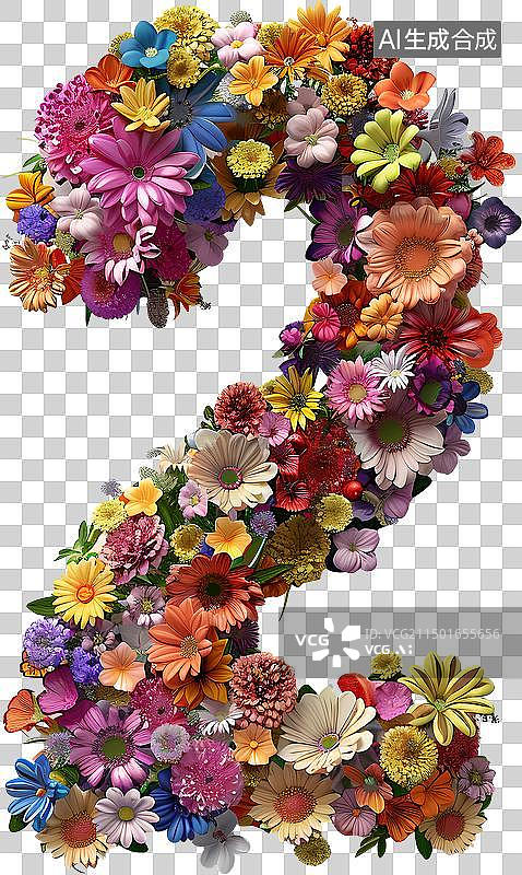 【AI数字艺术】创意花朵数字2图片素材