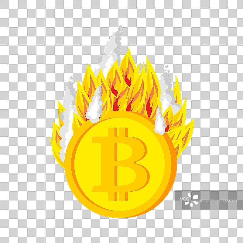 燃烧的比特币代币图片素材