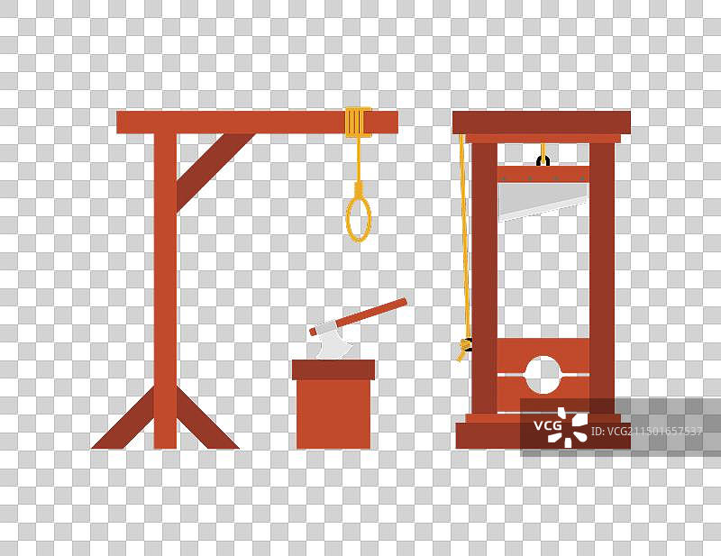 绞刑架和断头台及脚手架桩图片素材