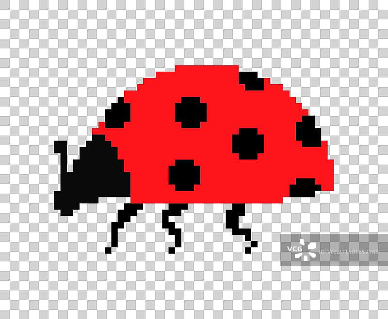 瓢虫像素艺术8位红色小甲虫图片素材