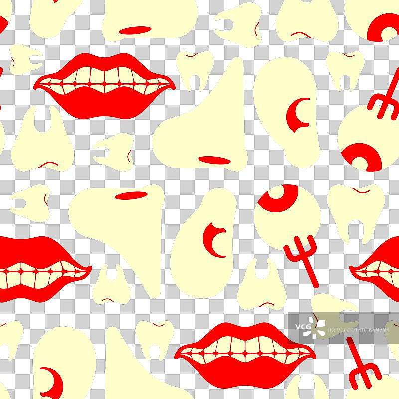 人脸器官无缝图案：鼻子、耳朵、眼睛图片素材