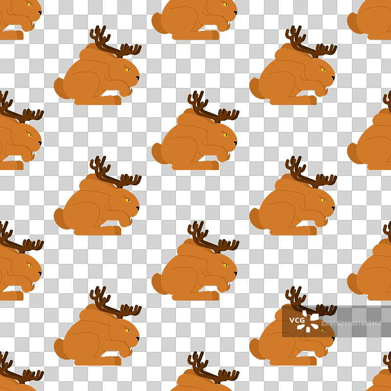 长着鹿角的兔子的无缝图案图片素材