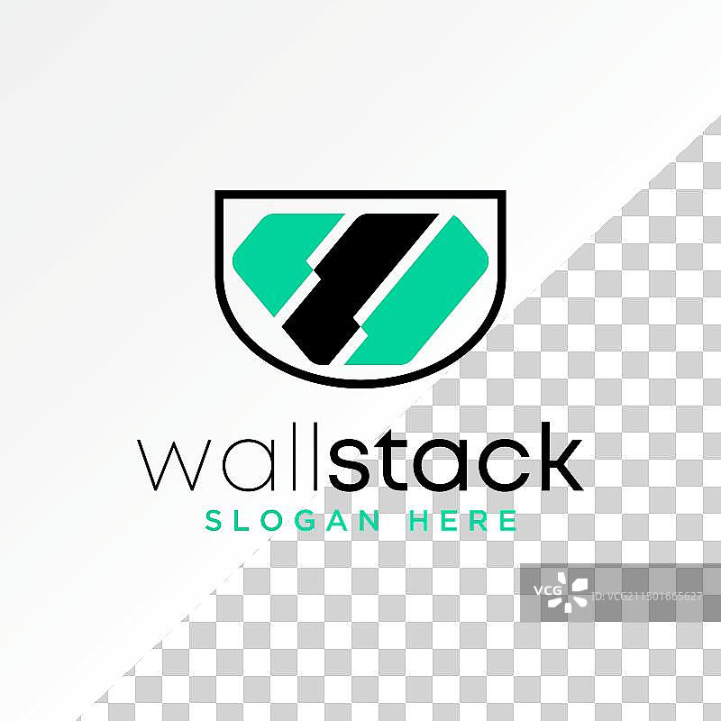 W字体切割图表六边形盾牌图片素材