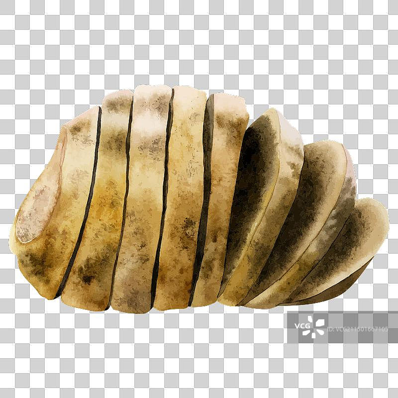 水彩切片面包早餐美食图片素材