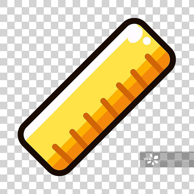 卡通风格的黄色尺子图标图片素材